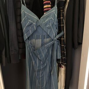 Light blue striped midi dress